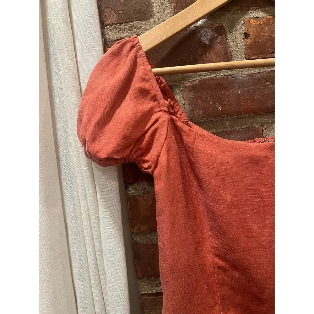 J.Crew Women’s Cottagecore Squared neck Cupro Linen cropped Top XS Red - Image 6