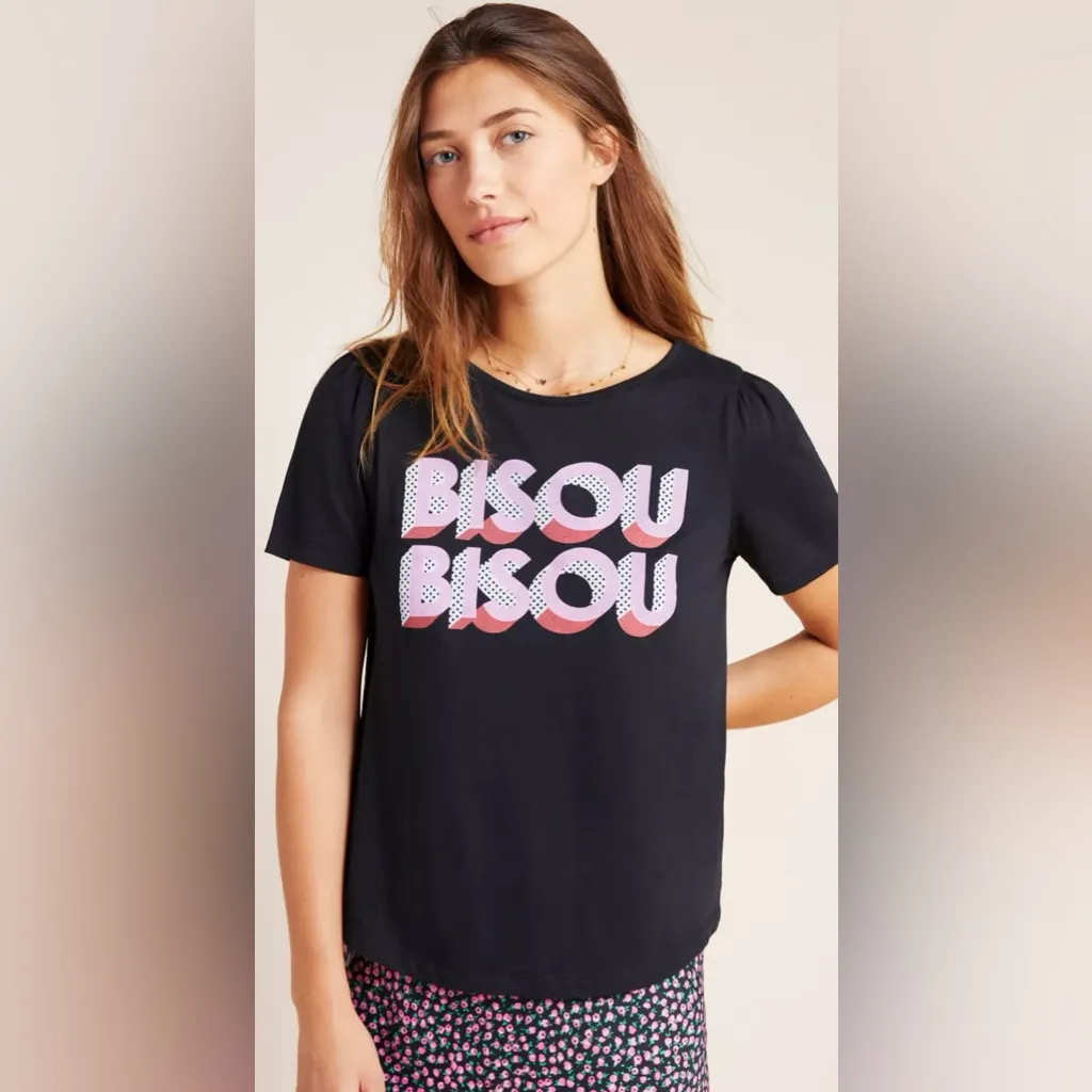 Anthropologie Bisou Living Beyond Breast Cancer Graphic Tee Black Pink Size XS - Image 2