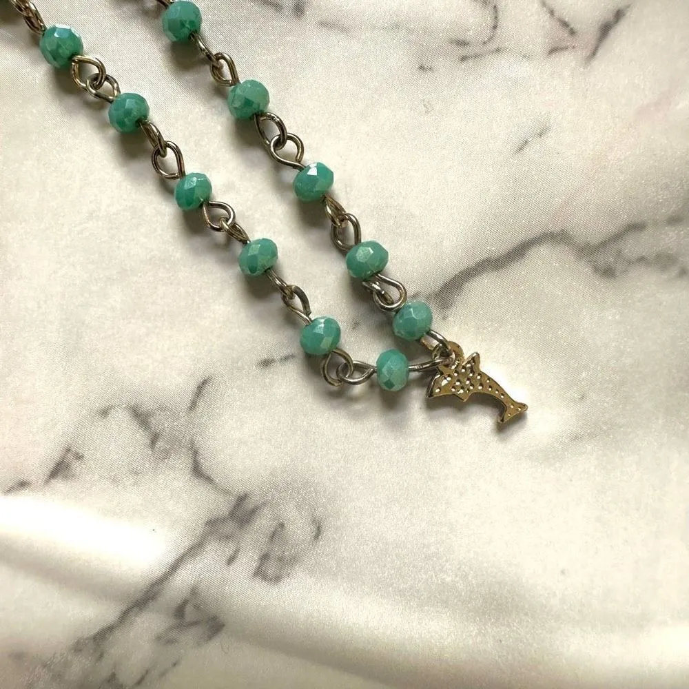 Adult jewels blue beaded dolphin dainty necklace Gold - Image 7