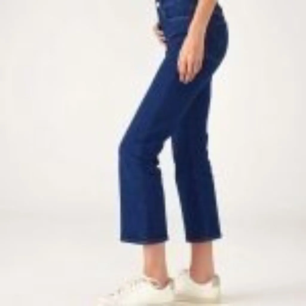 Mersea Voyageur Jeans Nomad Cropped Mini Boot Cut Dark Wash Stretch NWOT Sz 26 Blue - Image 11