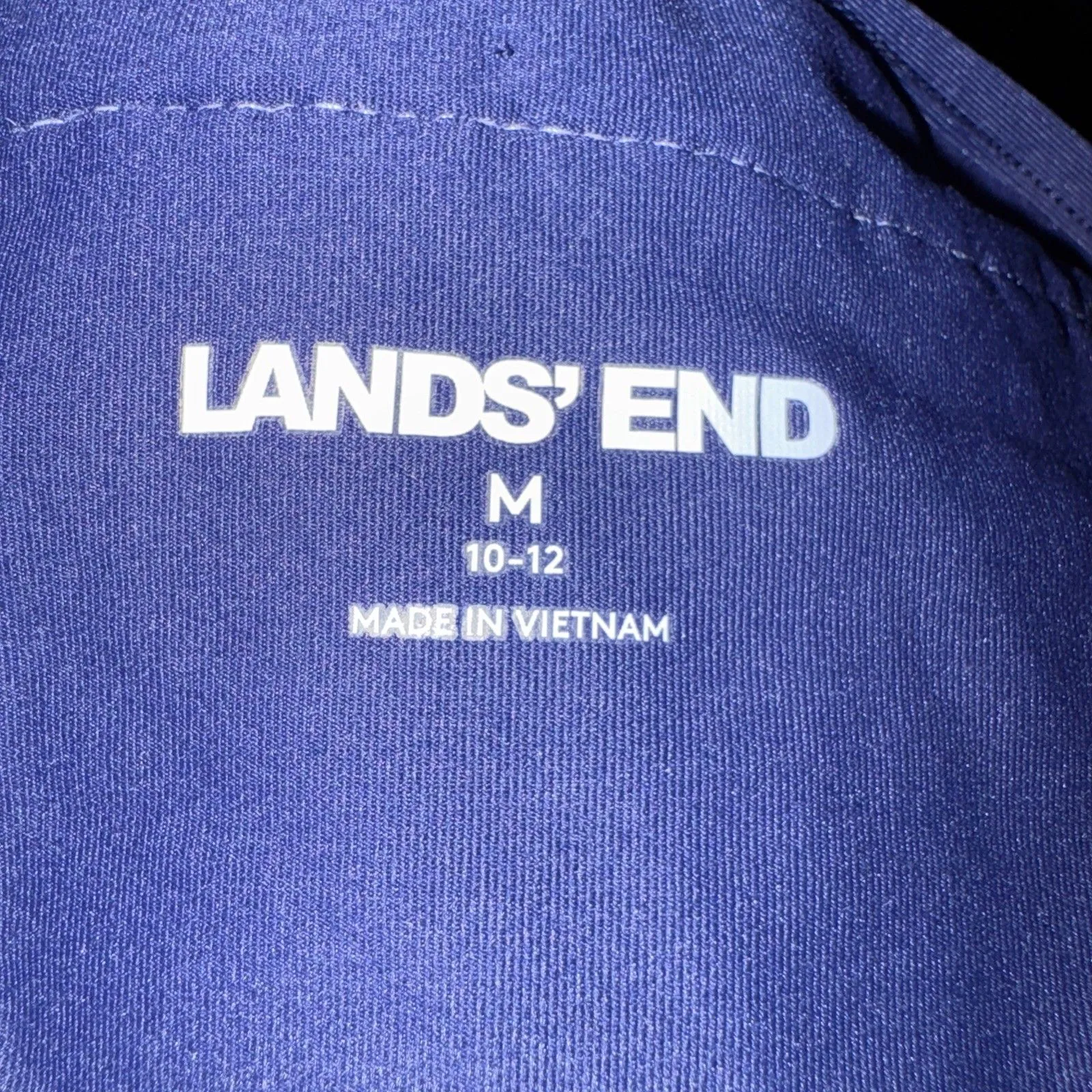 Lands End Dress Women's Medium Shift Blue crochet detail V - Image 3