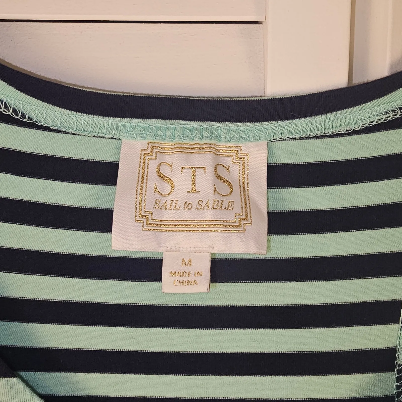 STS Sail To Sable Womens‎ Navy Green Striped Maxi Tank Dress Medium - Image 3