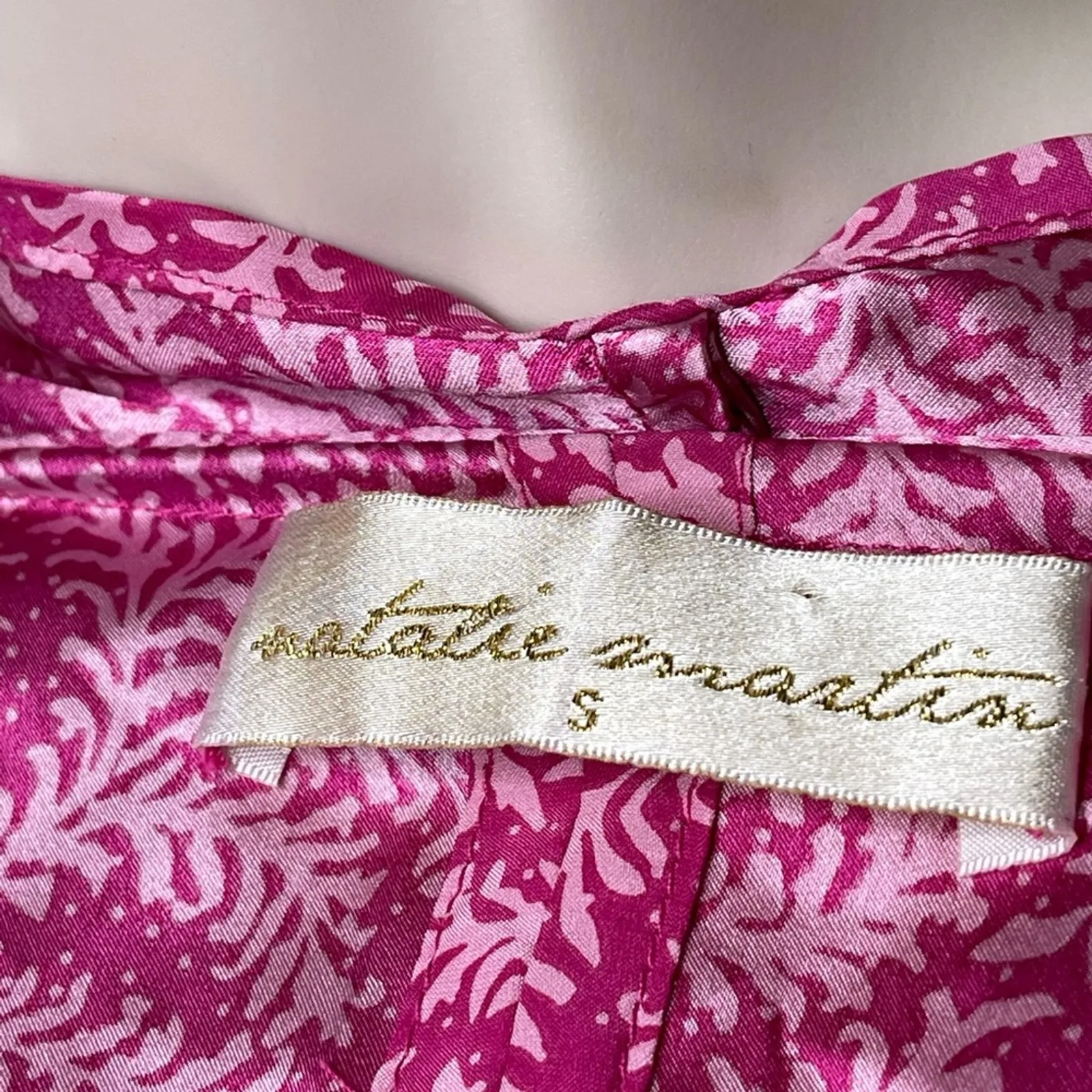 Natalie Martin pink silk Nico long sleeve mini wrap dress sz S - Image 4