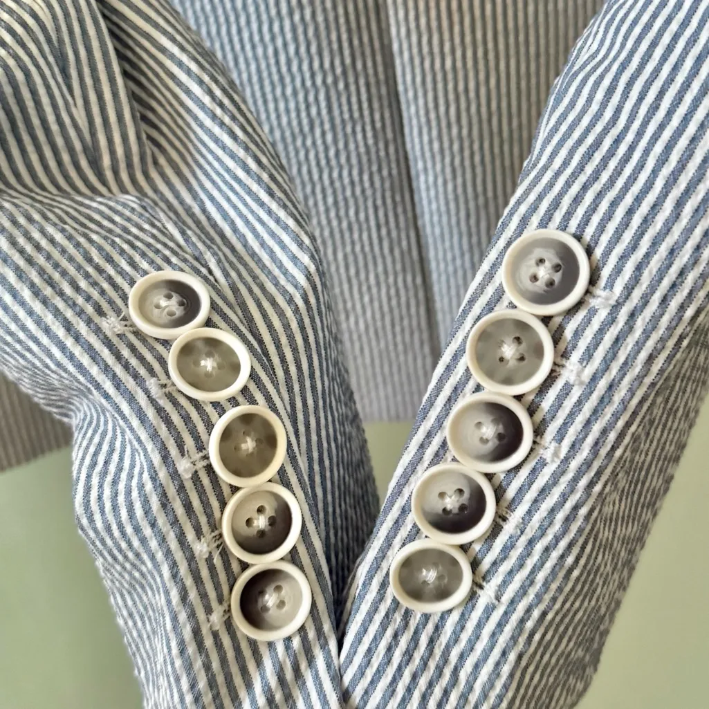 VERONICA BEARD Miller Seersucker Striped Dickey Jacket Blue/White Sz 4 - Image 8