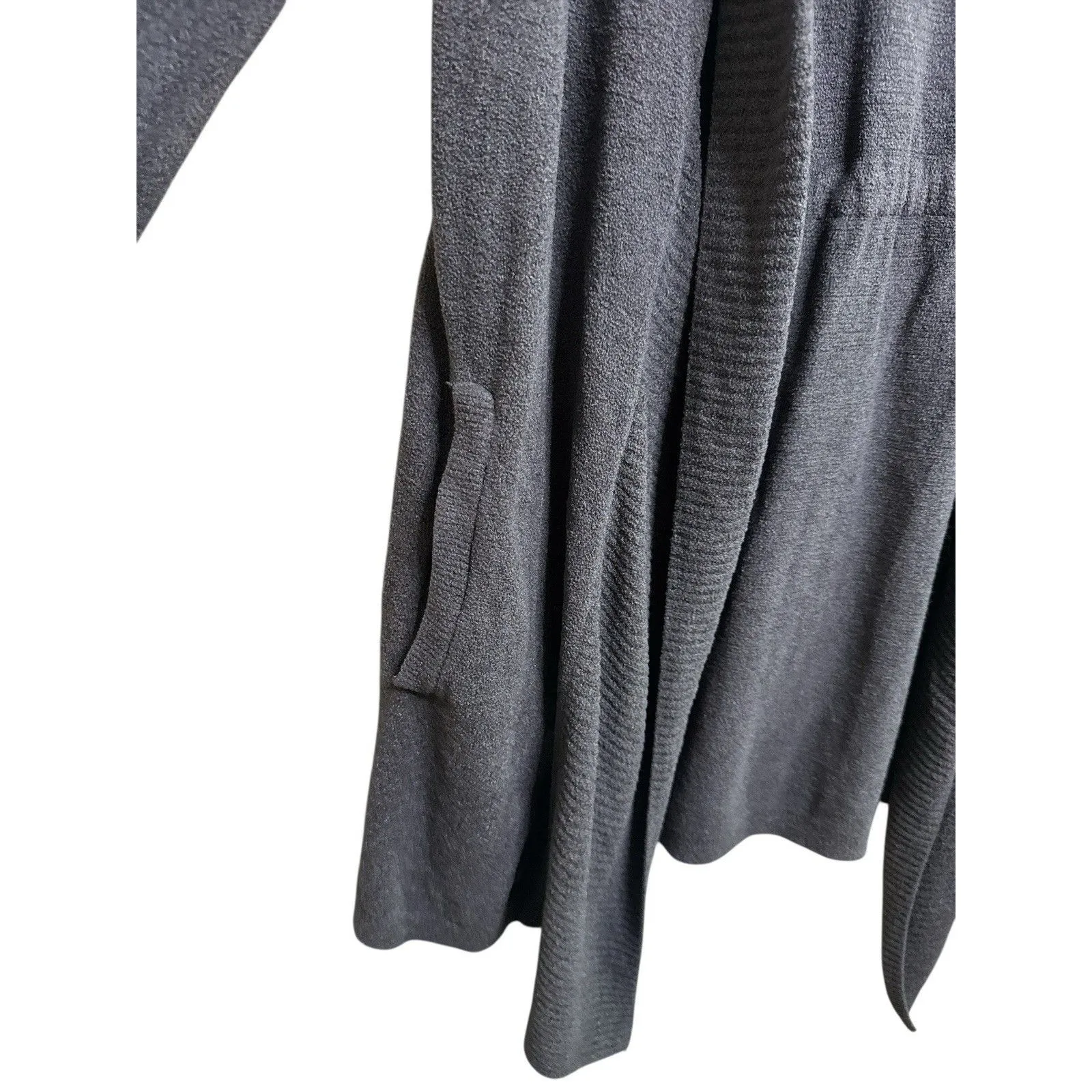 BAREFOOT DREAMS CozyChic Ultra Lite Cardigan Gray XS Open Knit Drape Loungewear - Image 2