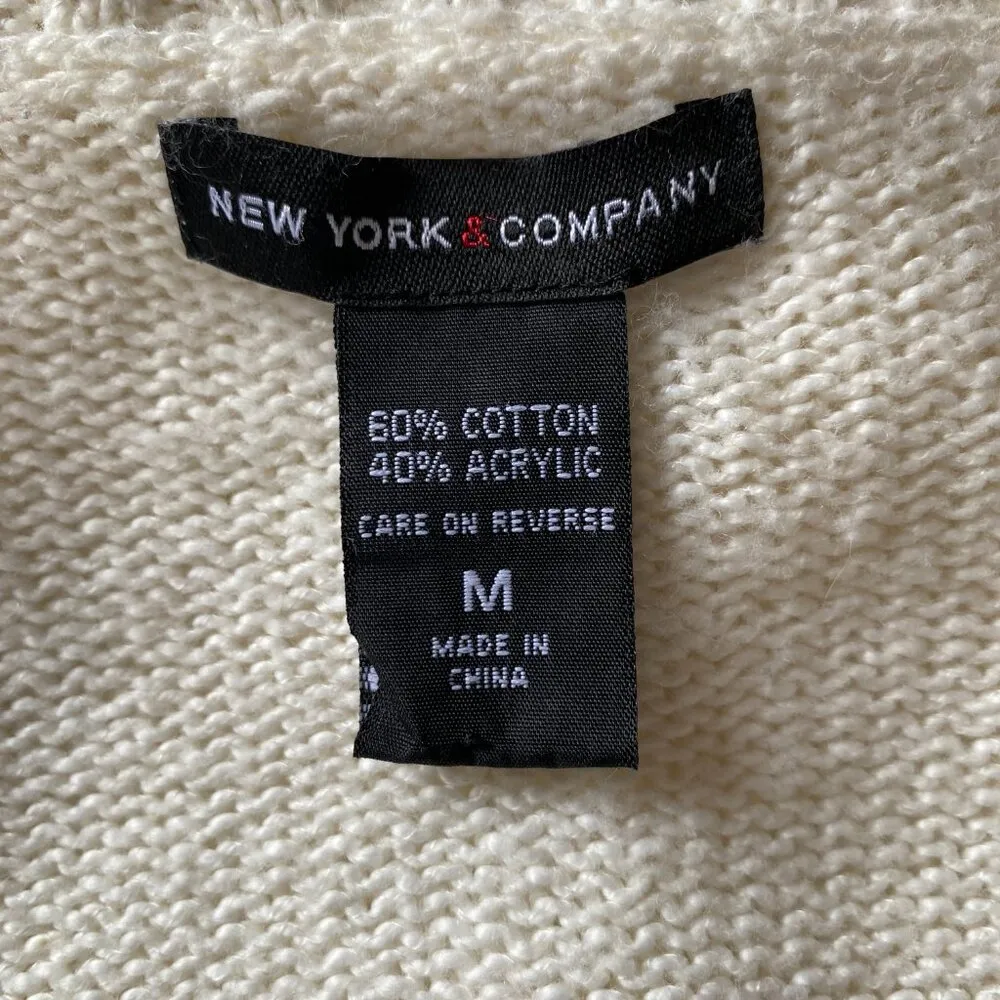 New York & Company women's medium ivory cream soft long sleeve stretchy cardigan - Image 9