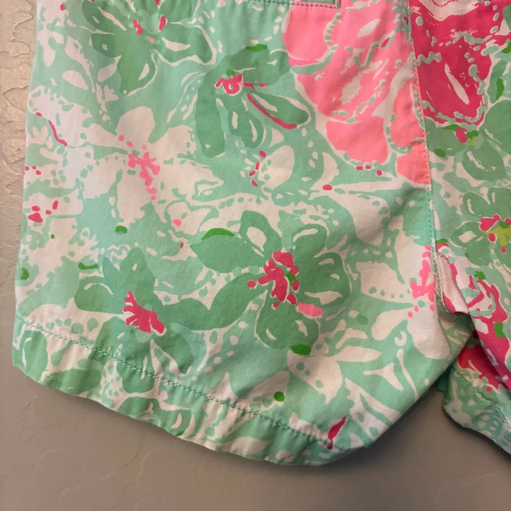 Lilly pulitzer the callahan shorts in beach wave green pink floral pattern sz 4 - Image 15