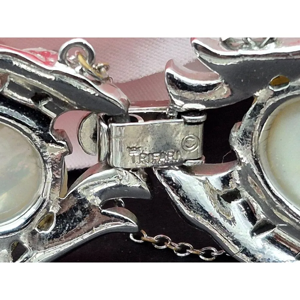 Rare 50's Crown Trifari Fantasia Series Bracelet MOP Silver Tone Alfred Philippe - Image 11