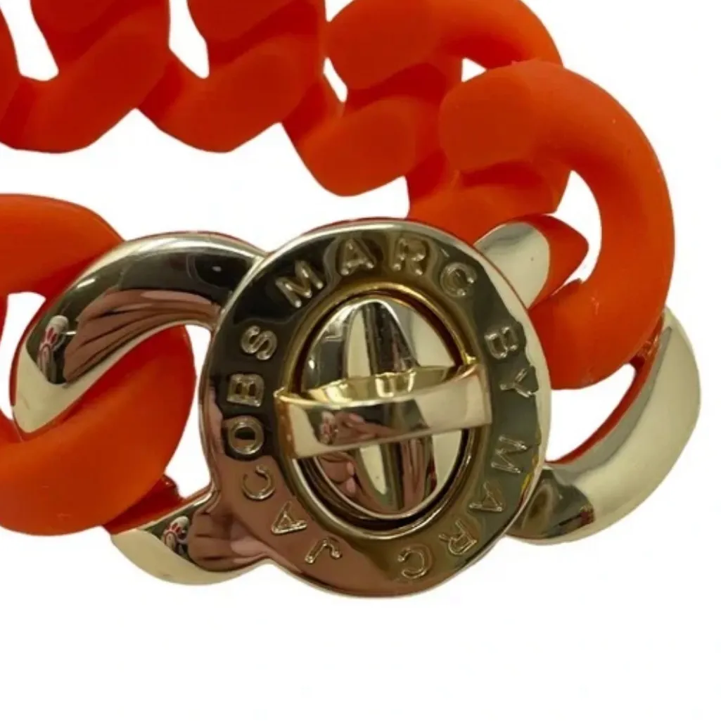 Marc by Marc Jacobs Orange Turnlock Rubber Bracelet - Image 7