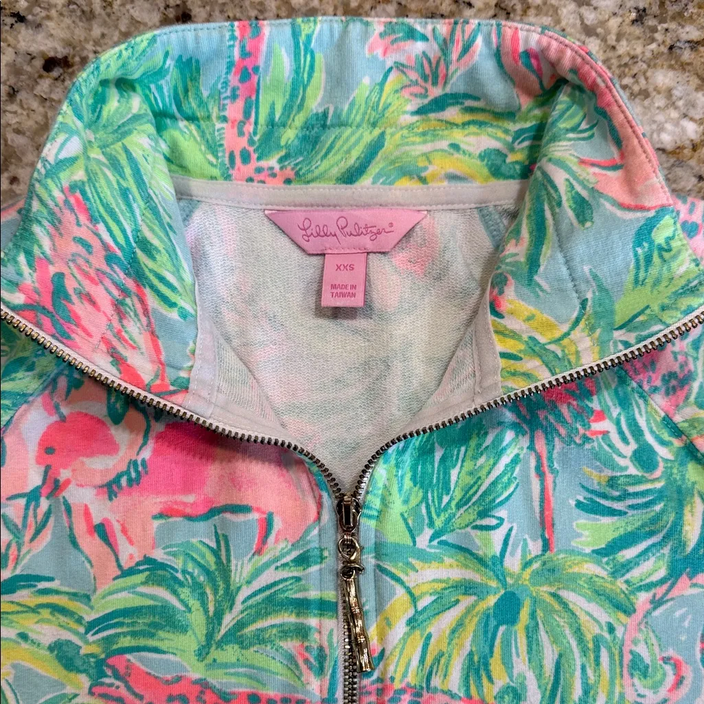Lilly Pulitzer Skipper Popover Pink Green Animal Print • Sea Salt Blue on Parade - Image 3