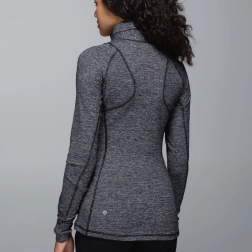 Lululemon Race Your Pace 1/2 Zip Wee Stripe Black Heathered Black Size 6 - Image 2