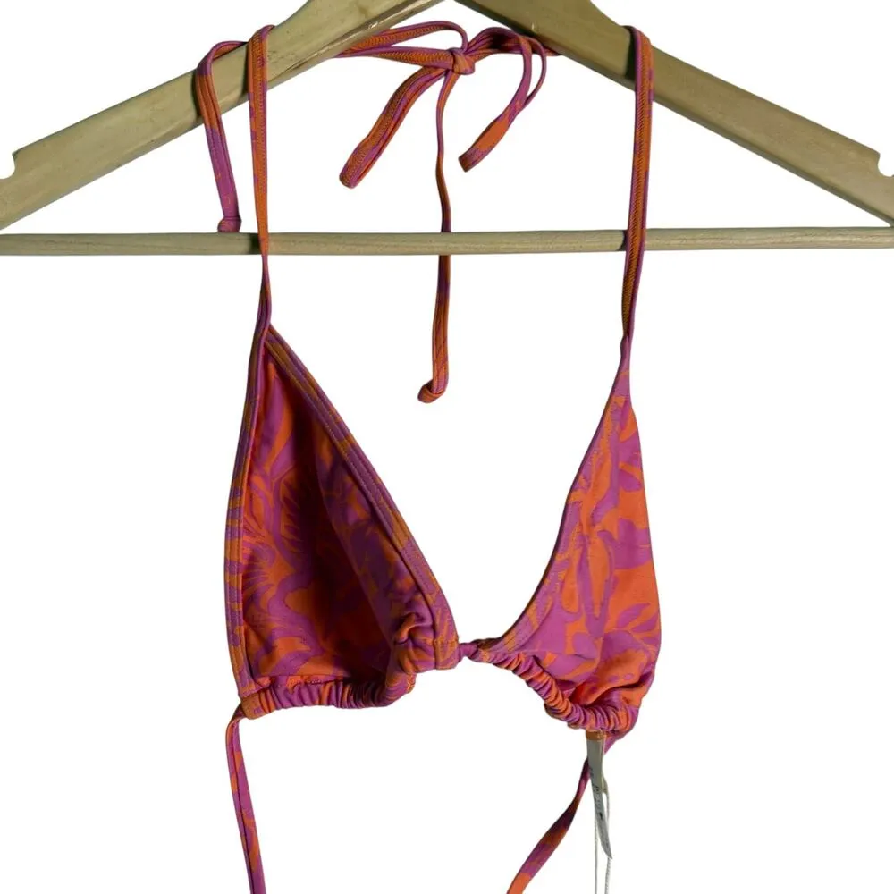 L*Space Aspen Path to Paradise Pink Print Triangle Bikini Top Size Medium - Image 4