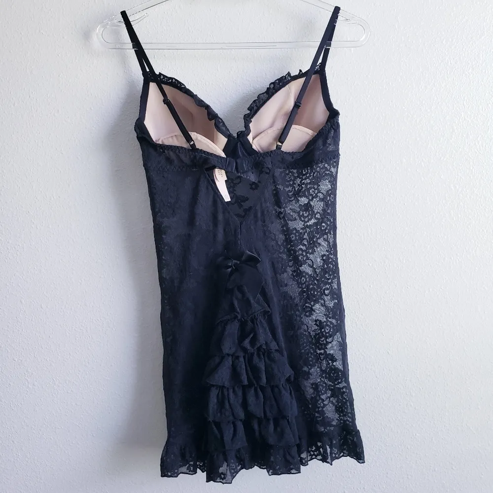 Victoria's Secret Sheer Ruffle Baby Doll Pushup Lingerie - Image 4