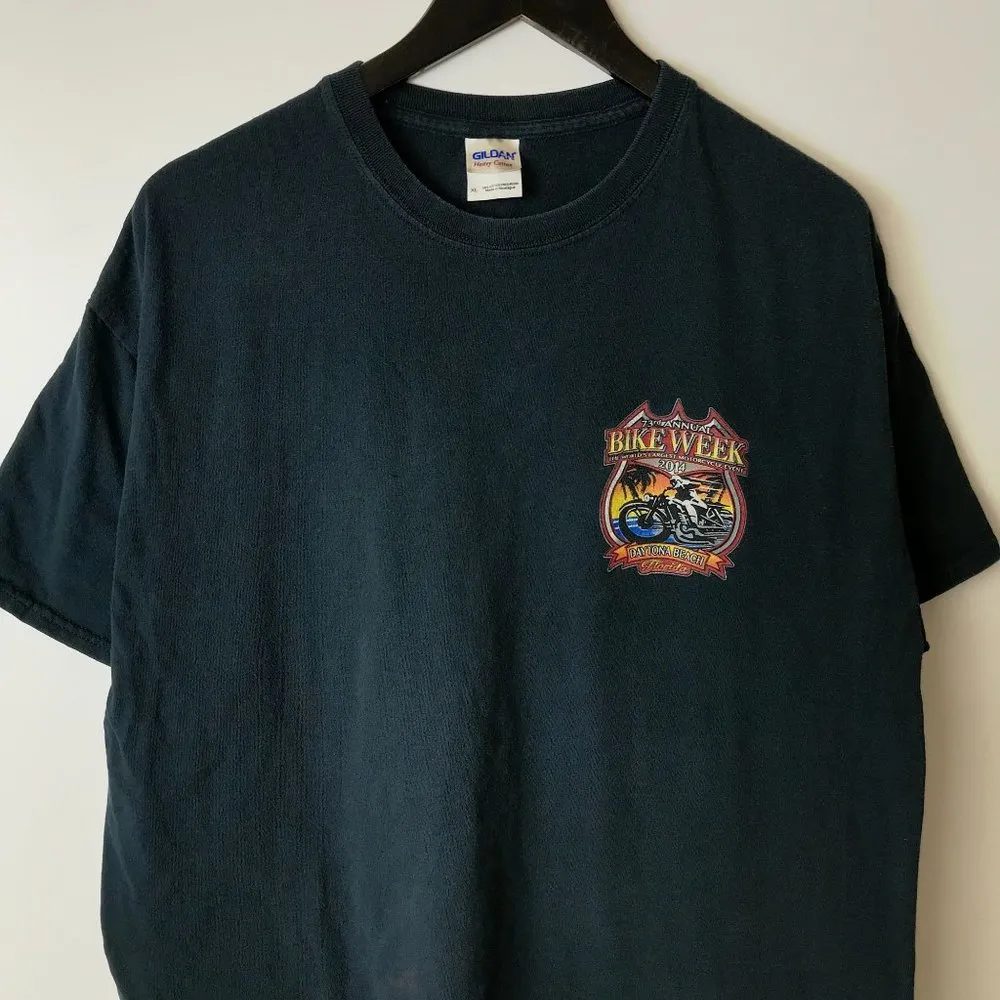 2014 73rd Annual Bike Week Dayton Beach Florida T Shirt Graphic Tee Black XL - Image 5