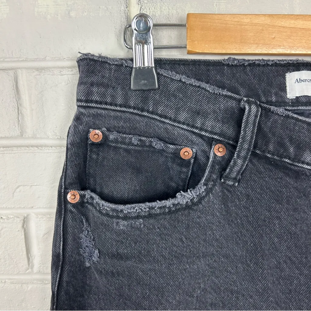 Abercrombie & Fitch The Dad High Rise Washed Black Distressed Jeans Size 29/8 - Image 7