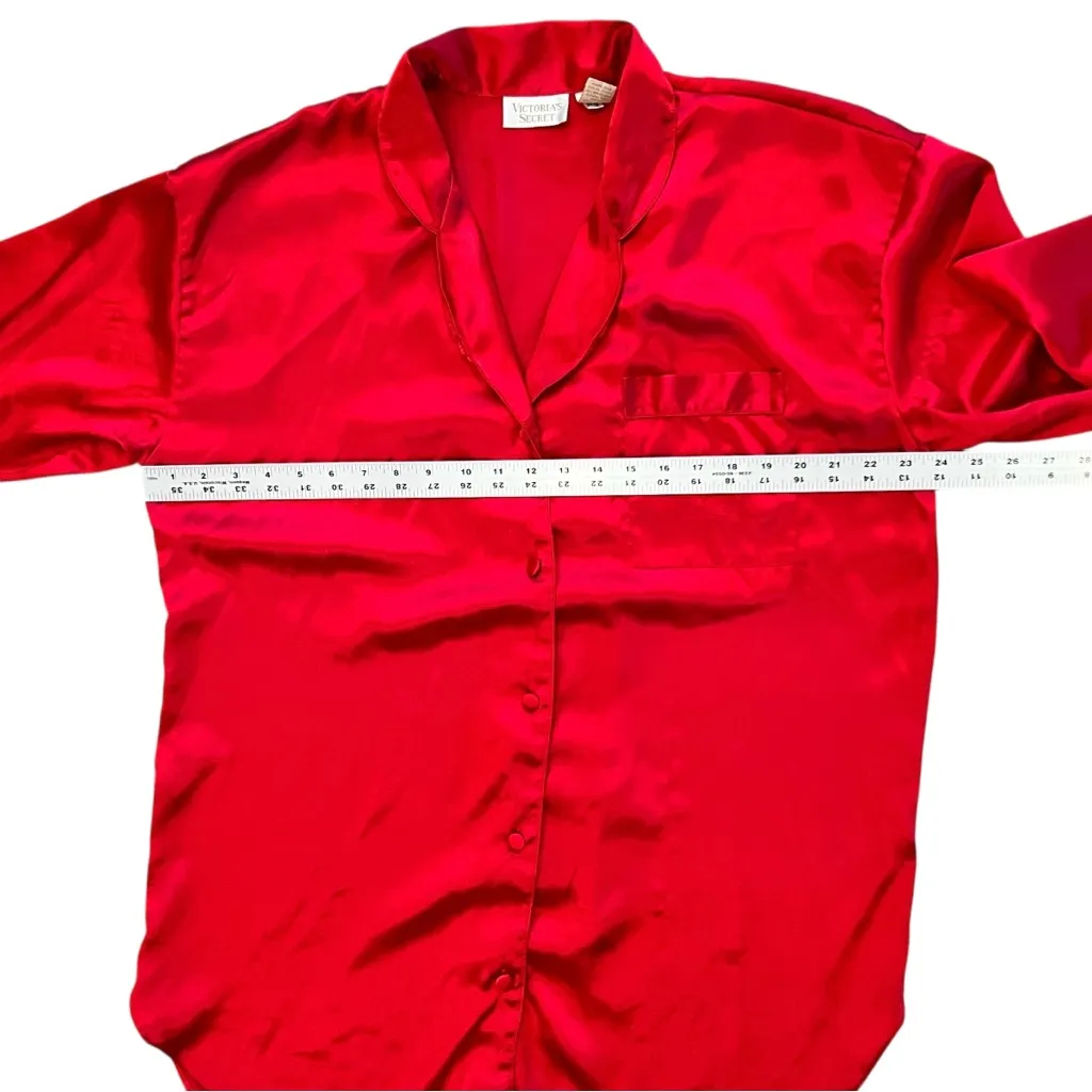 Victoria's Secret Vintage Gold Label Nightshirt Red Satin Large - Image 4