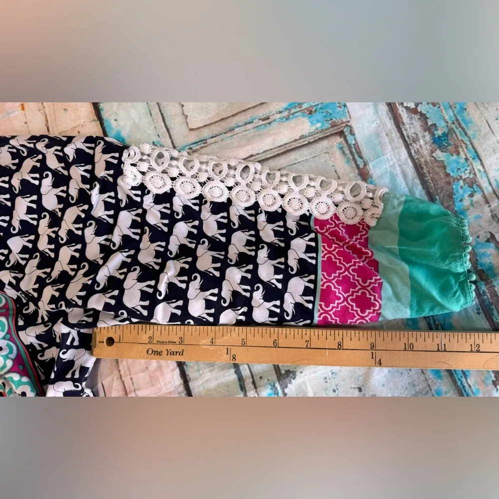 Crown And Ivy Blouse Boho Elephant Print Hippie 3/4 Sleeve Womens Size Large - Image 6