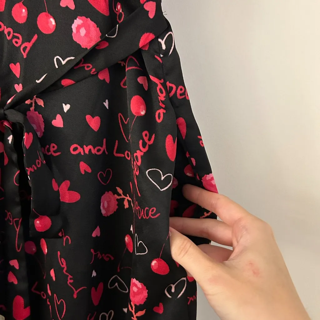 Modcloth Peace and Love Heart Cherry Button Down A-Line Dress Size S - Image 3