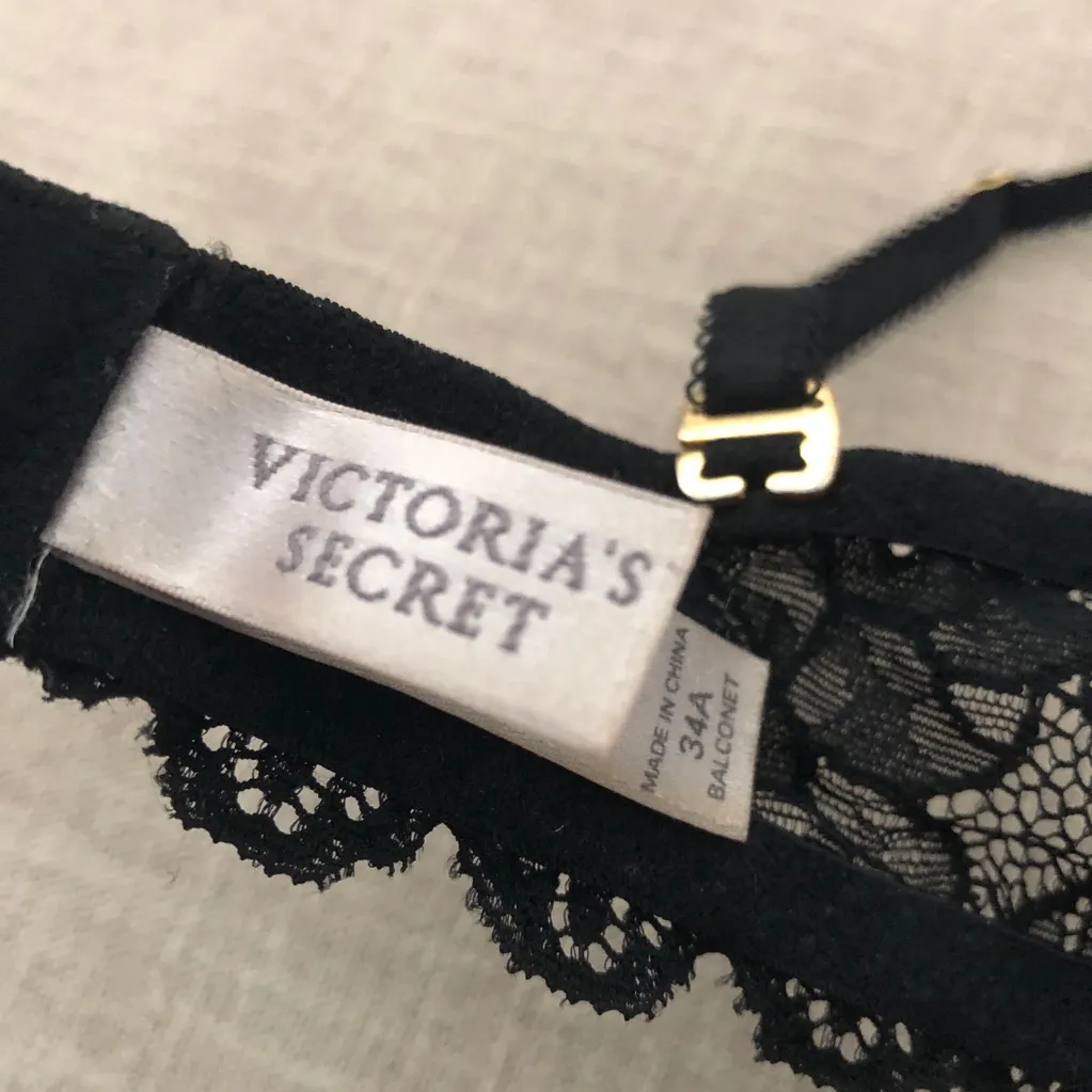 Vintage Victoria’s Secret Balconette Bra Black Nude Lace Sexy Underwire 34A VTG - Image 5