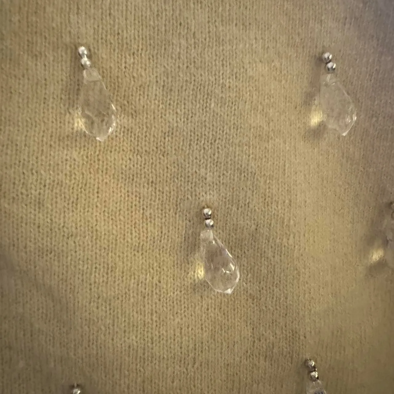 Cervelle Cream Beaded Sweater XL Angora Lambswool Blend Vintage Bead Embellished Silver - Image 7