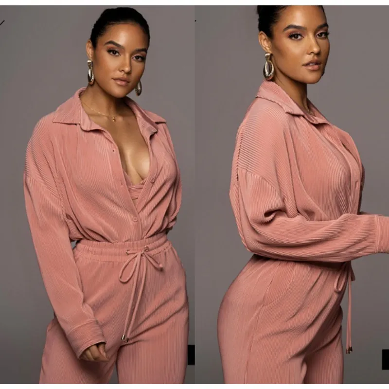 JLUXLABEL  Pink Button Down Top‎ Large Striped Relaxed Casual - Image 2