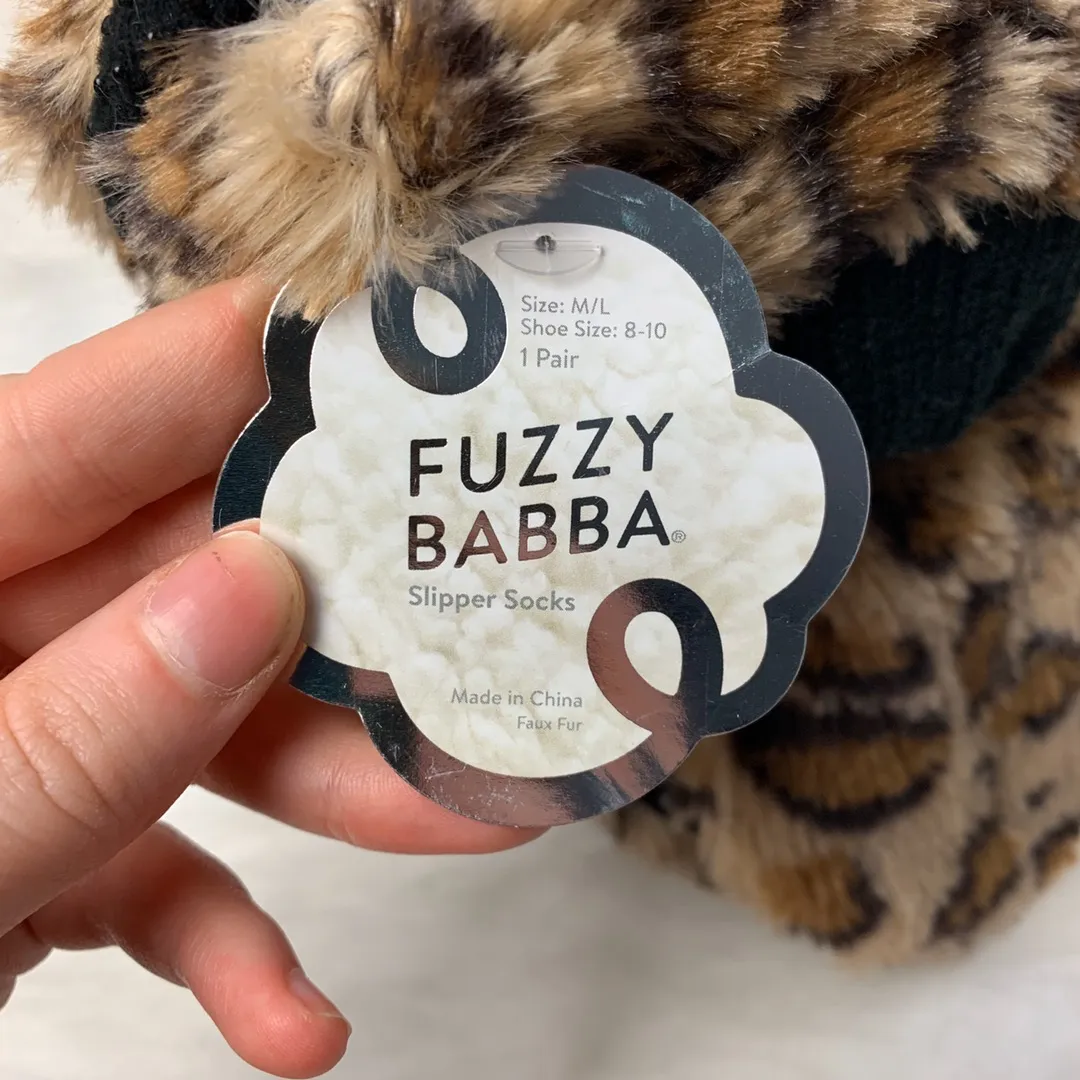 Francescas Brown Cheetah Print Slipper Socks - Image 3