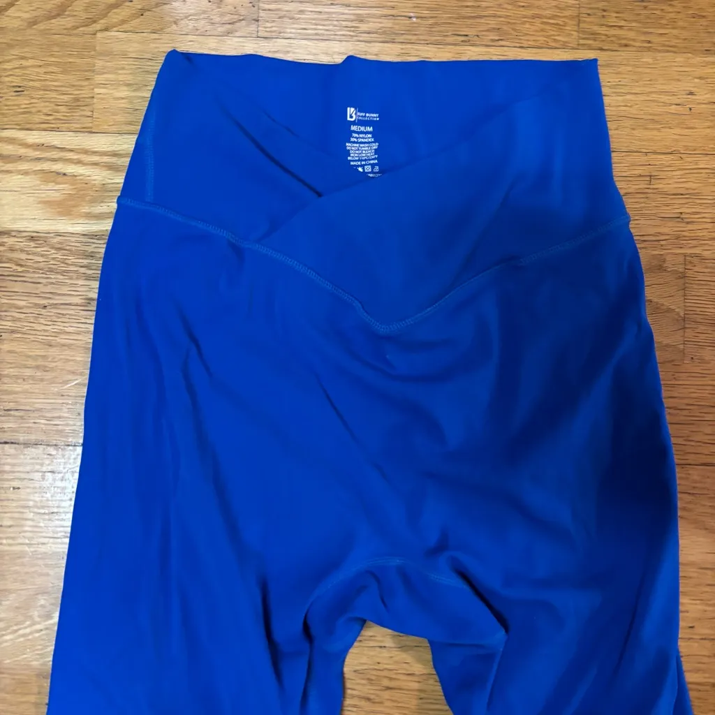 Buffbunny Blue Cross Front Yoga Running Gym Outdoor Activewear Leggings M - Image 2