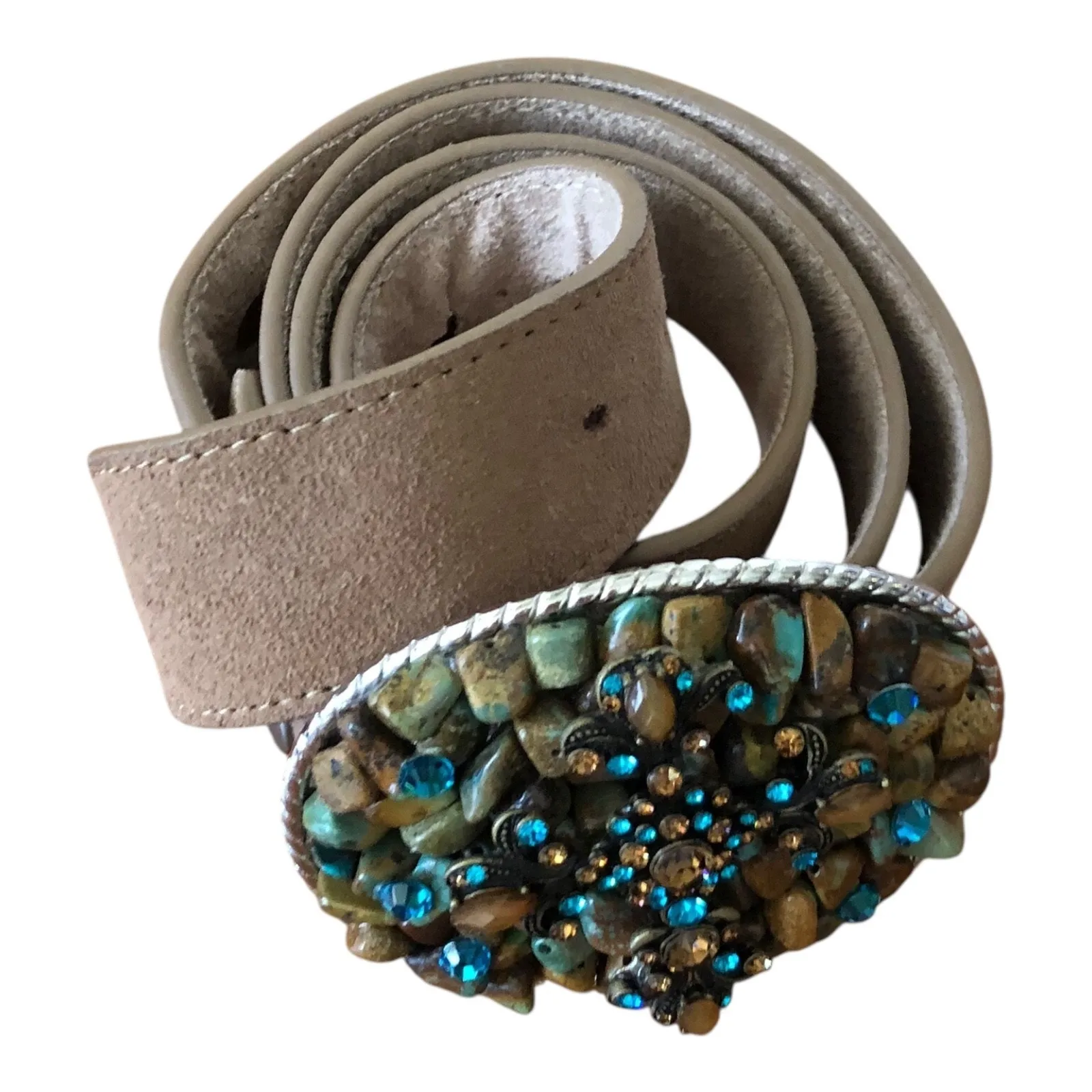 3G Buckles Camel Light Tan Suede Leather Belt 1.5" 28 - Image 3