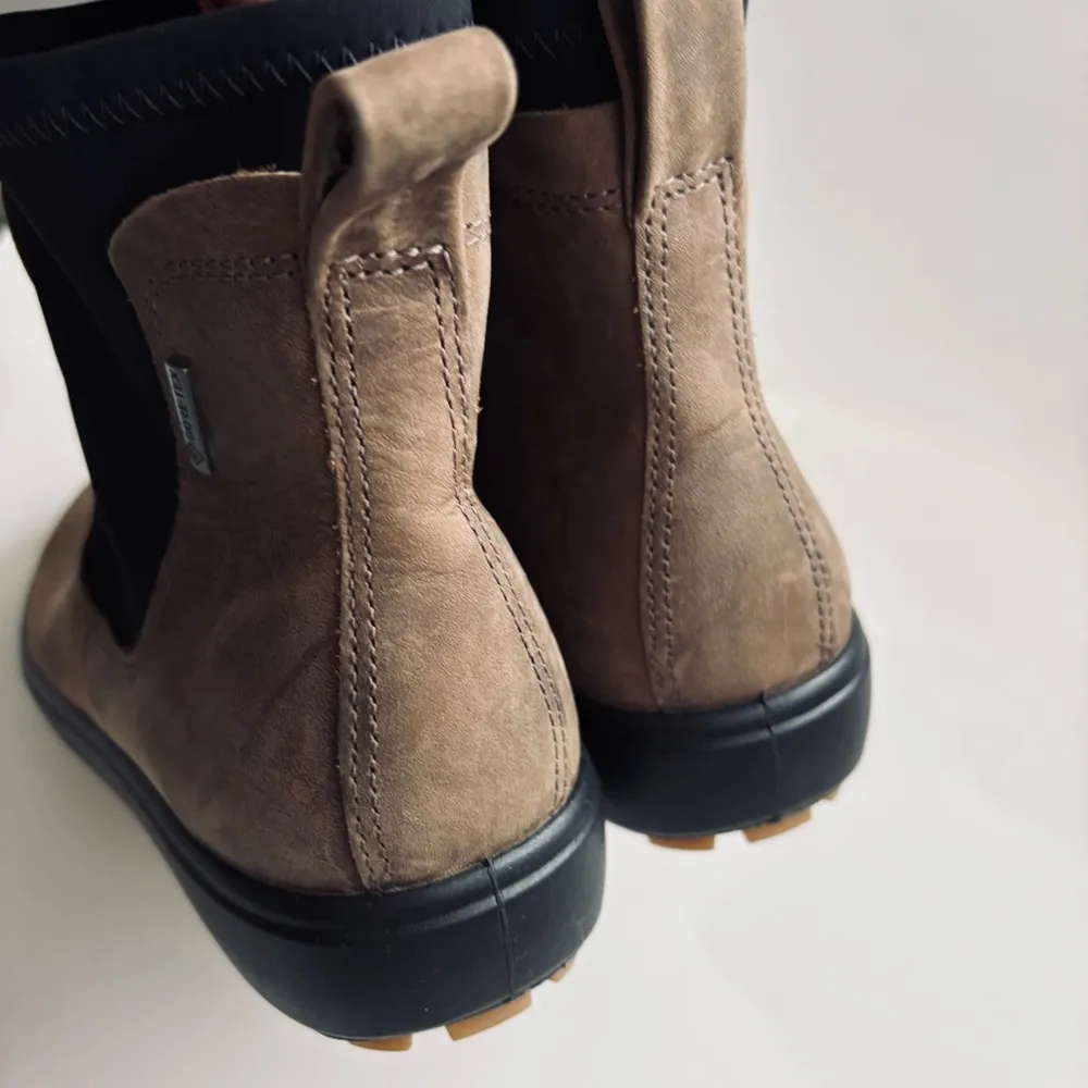 ECCO Soft 7 Tred Chelsea Ankle Birch Brown Black Leather Suede Boots Size 6/6.5 - Image 4