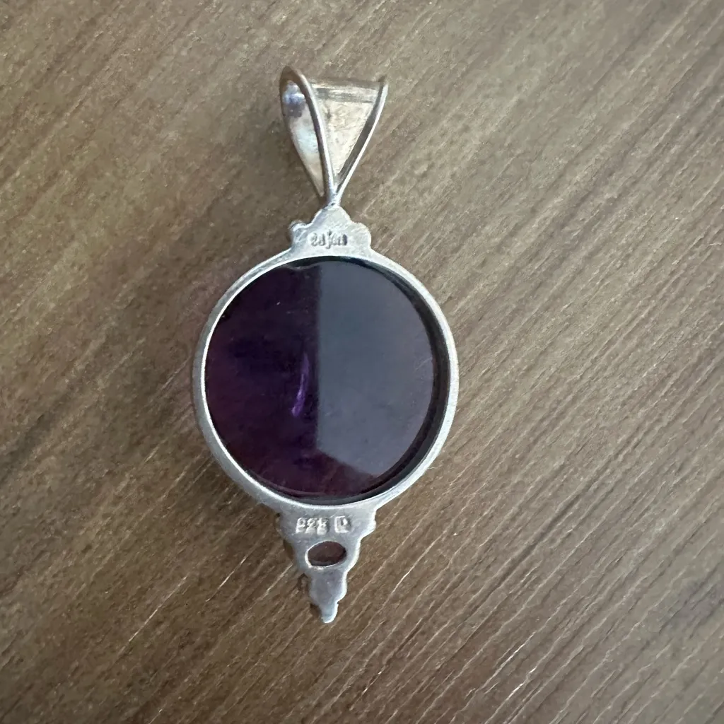 925 silver Purple Moon Face Pendant - Image 2