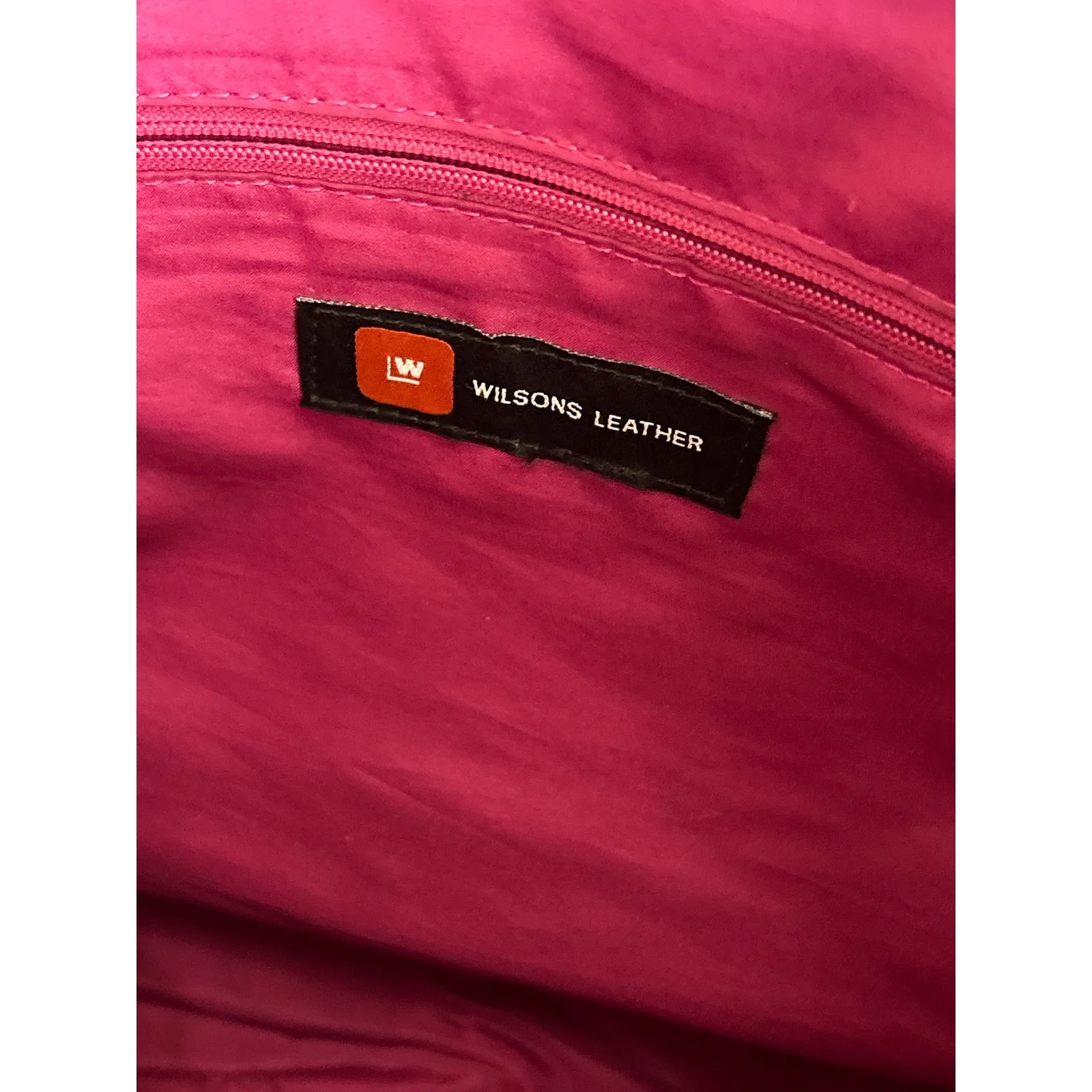 Wilsons Leather Black Nylon Tote Bag With Leather Trim And Pink Interior - Image 6