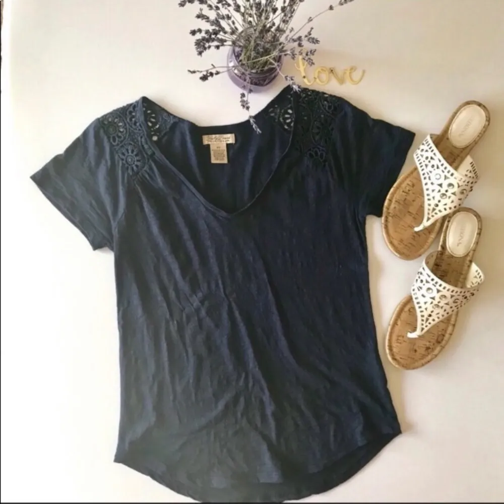 Lucky Brand Knitwear Navy Blue Crocheted Top - Image 5