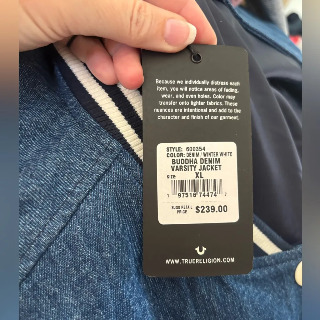 NWT True Religion Denim Buddha Varsity Jacket sz XL - Image 5