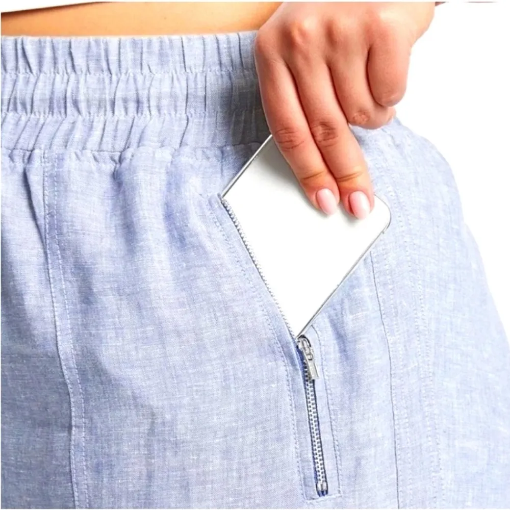 Athleta Chambray Blue Cabo Linen Jogger Pant size 8 - Image 7