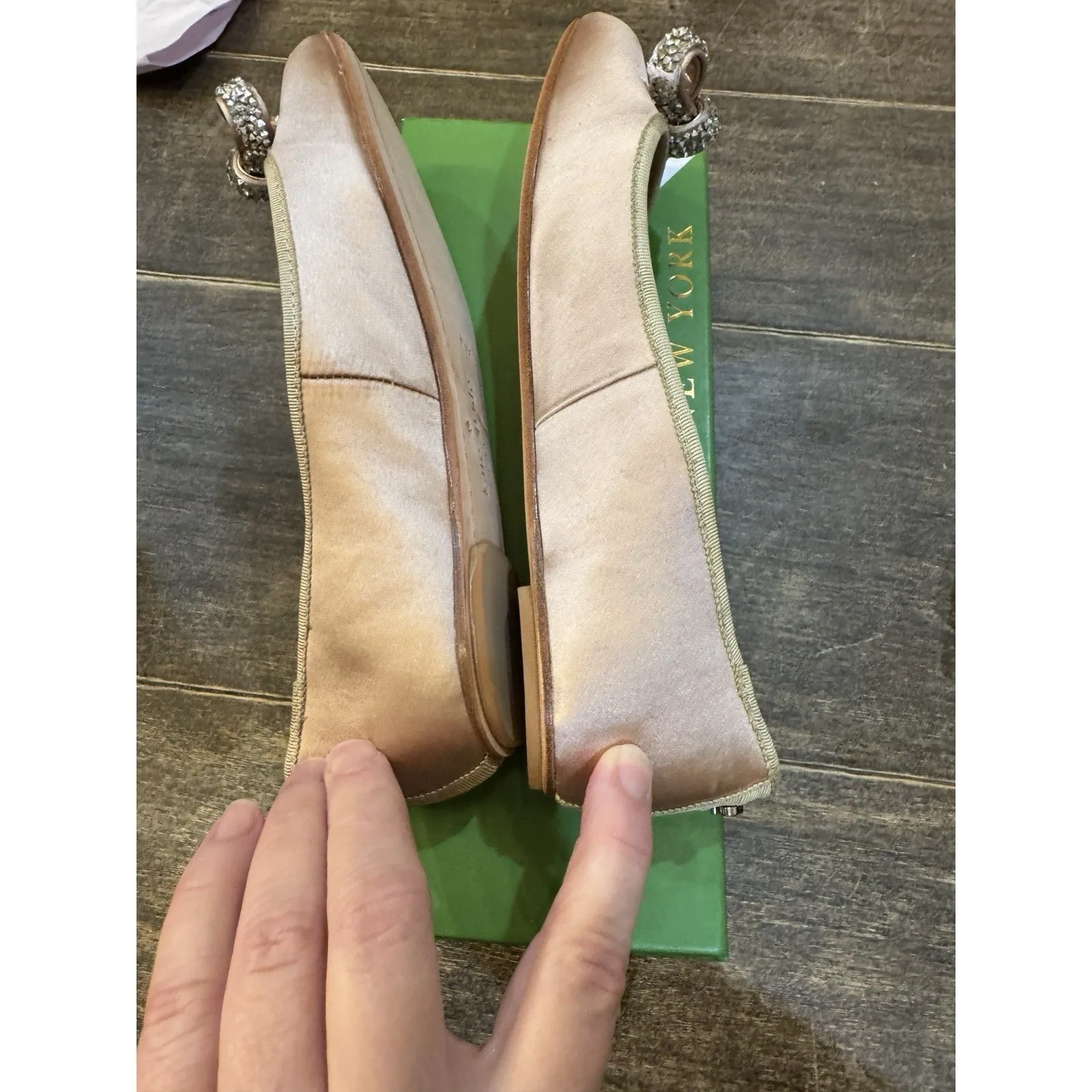 Kate Spade Freya Ballet Flats Women's Size 7.5 Rose Bow Rhinestone Dainty - Image 7