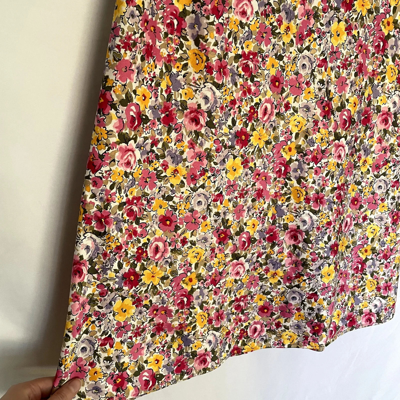 Ann Taylor LOFT pink yellow knee-length a-line skirt women's size M midi floral - Image 2