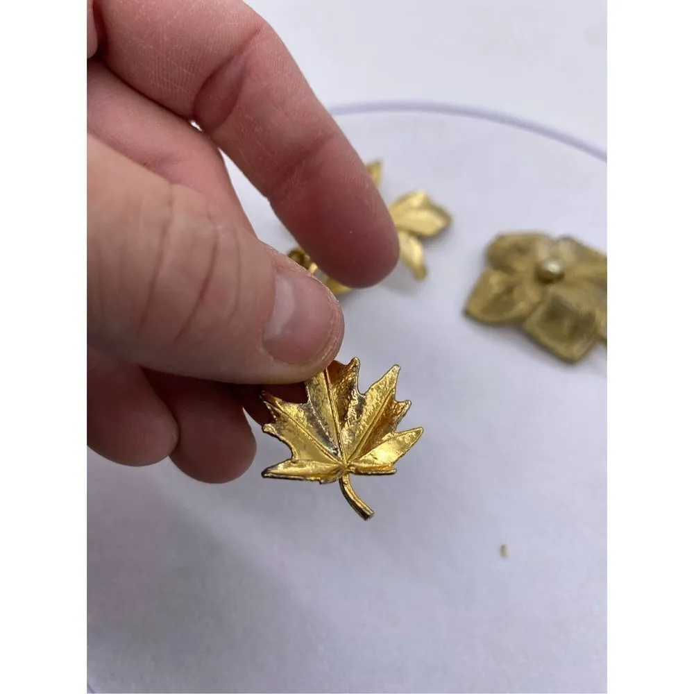 Gold floral
Filigree and gold toned 4 piece brooch set Gold - Image 13