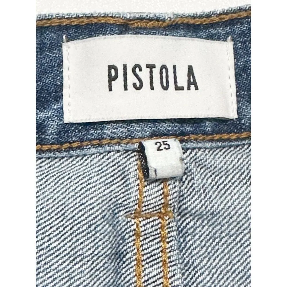Pistola Women's Blue Medium‎ Denim Wash Frayed Distressed Raw Hem Long Short 25 - Image 2