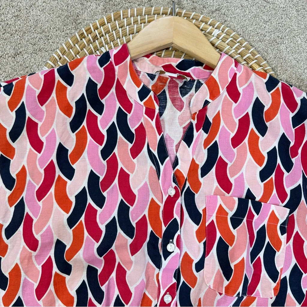 Charter Club Luxury Women’s Linen Cotton V-Neck Top Tie Front Multicolor Size S - Image 4