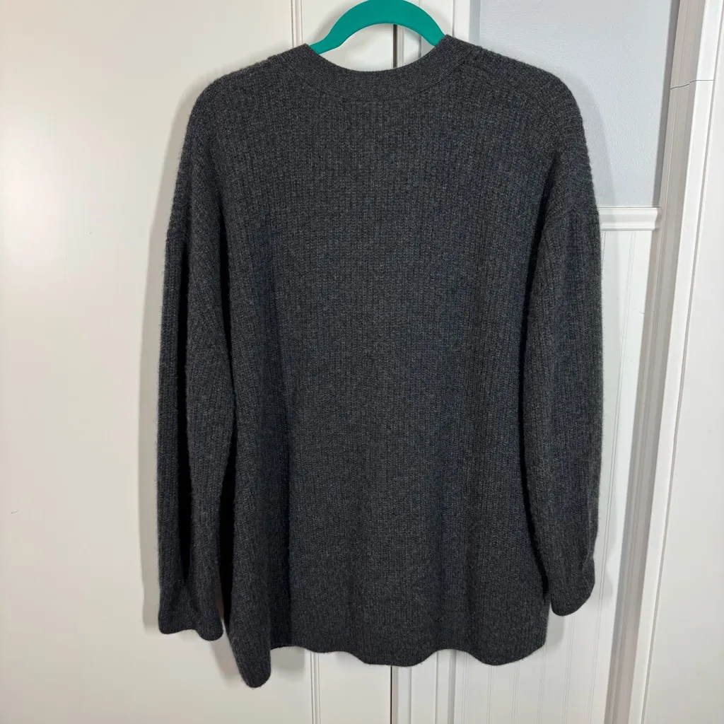 Quince Charcoal Mongolian Cashmere Oversized Boyfriend Cardigan Sweater Size med - Image 7