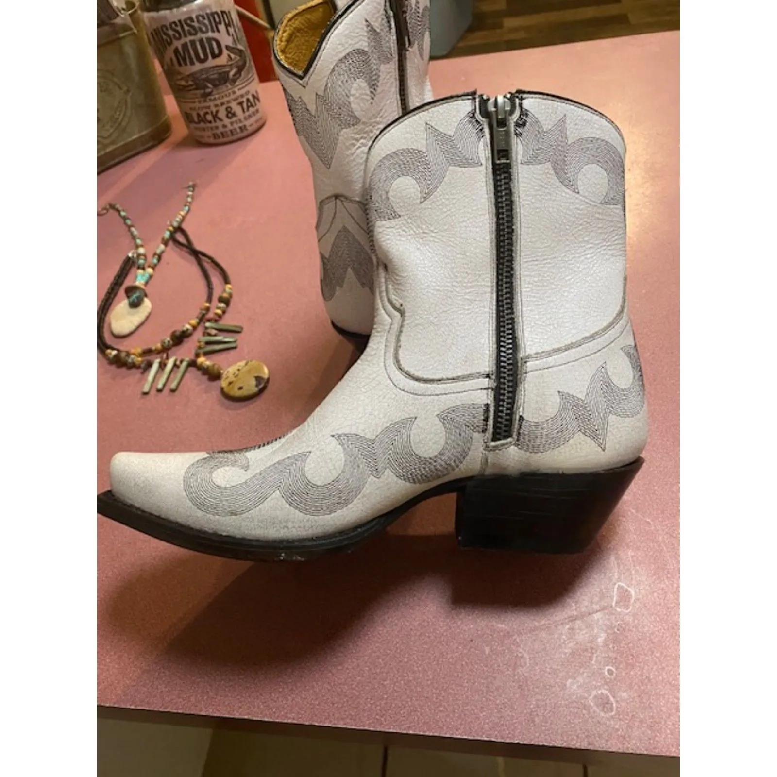 Caborca Silver by Liberty Black Danny Booties White Size 7 - Image 5