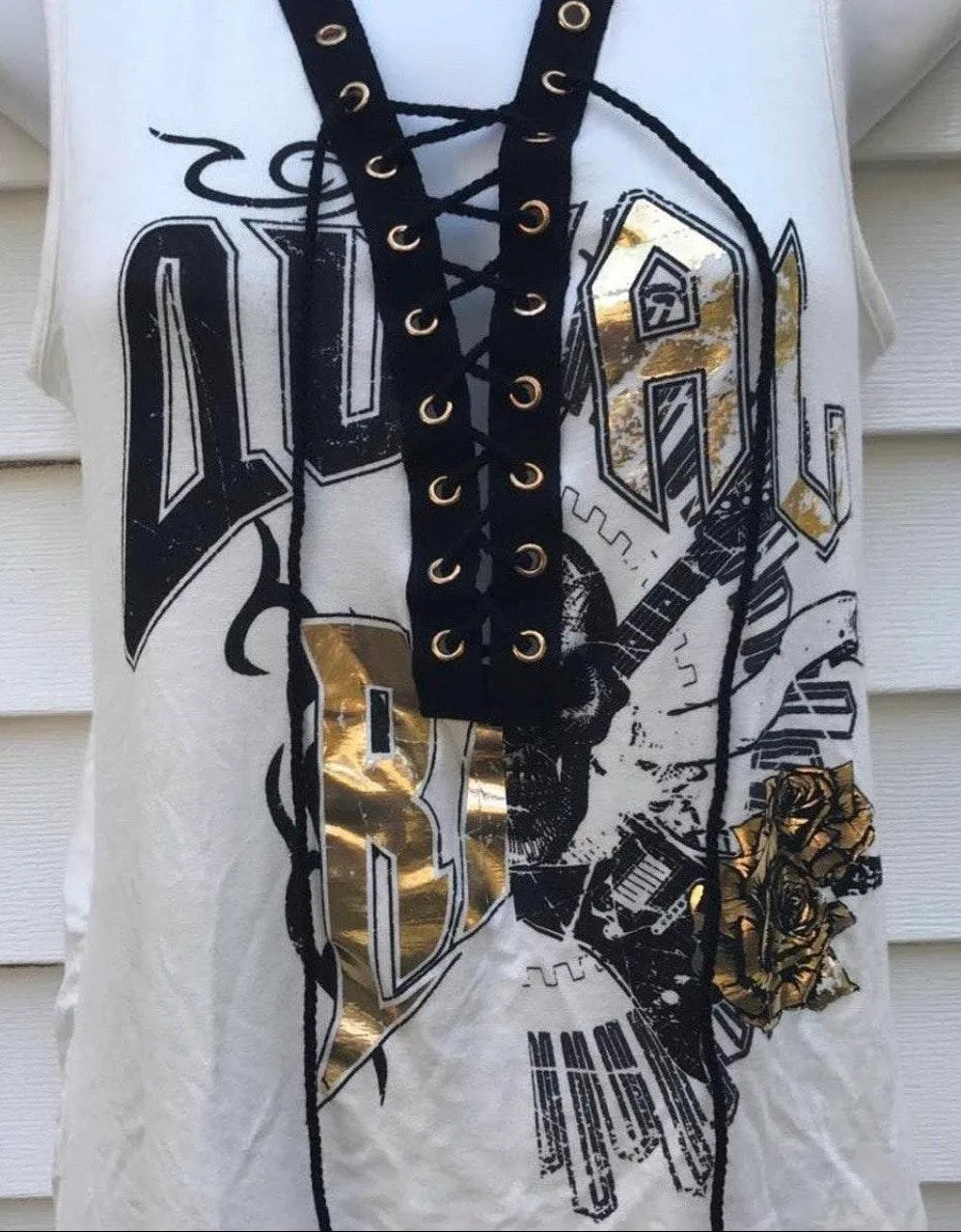 Black & White Rock N Roll Style Tank Top - Image 3