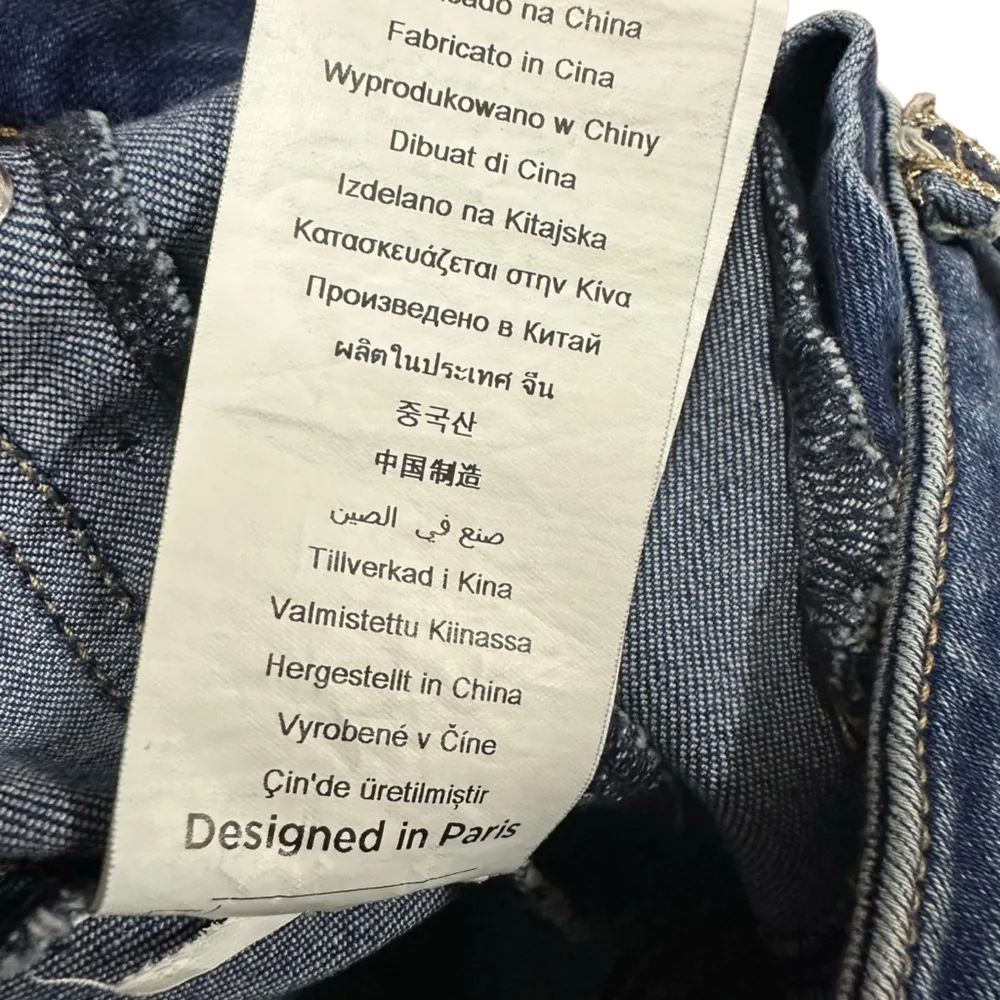 Morgan De Toi Paris Designed Vintage Denim Gold Embellished Ankle Crop Jeans 4 Blue - Image 13