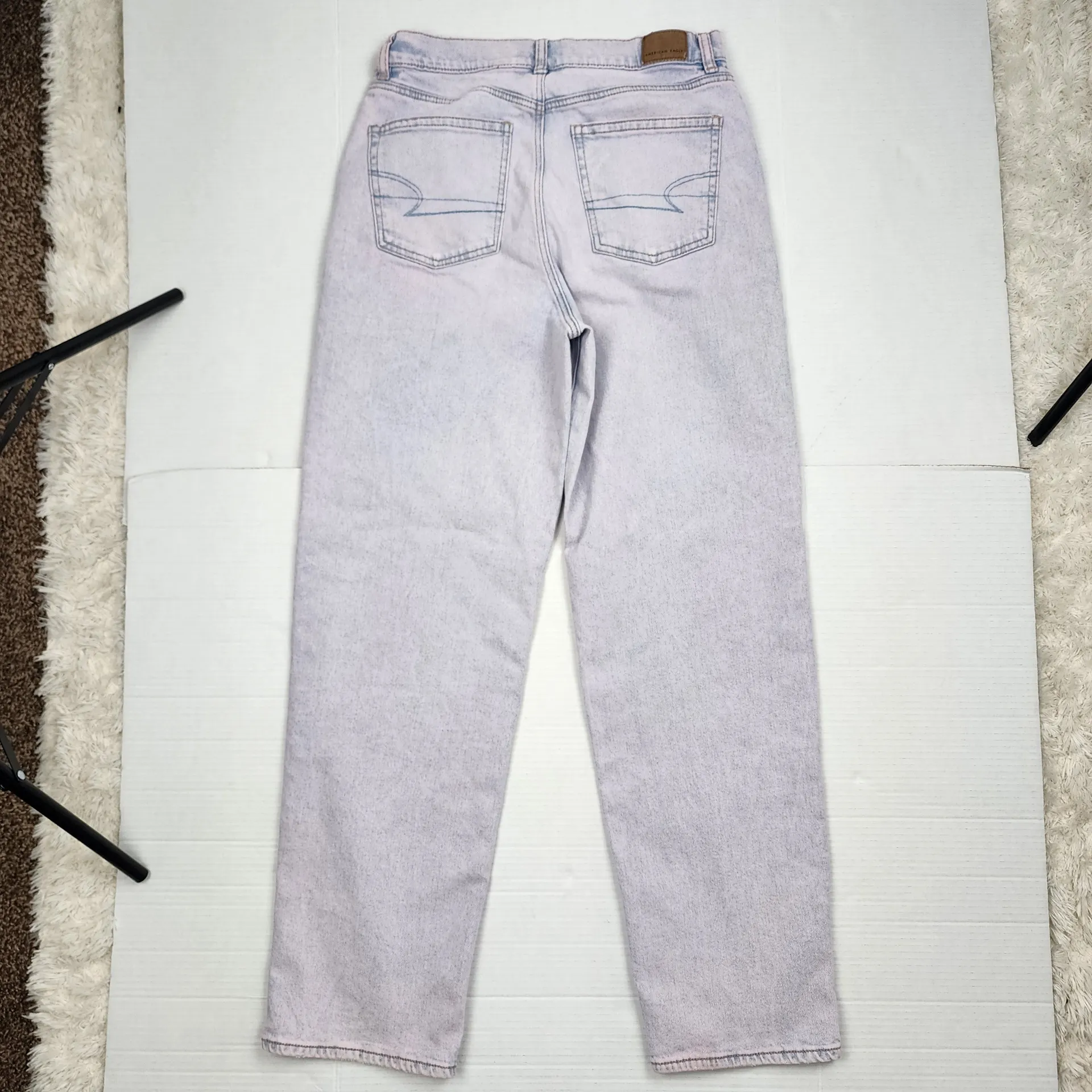 American Eagle Strigid Highest Crossover Waist Baggy Straight Jean Light Pink 10 - Image 11