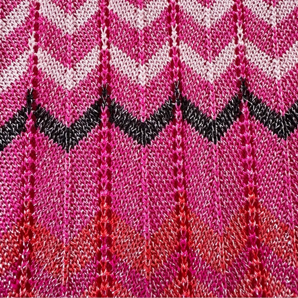 KAREN MILLEN Patterned Sparkle Knit Roll Neck Jacquard Midi Dress Punk Size XS - Image 10