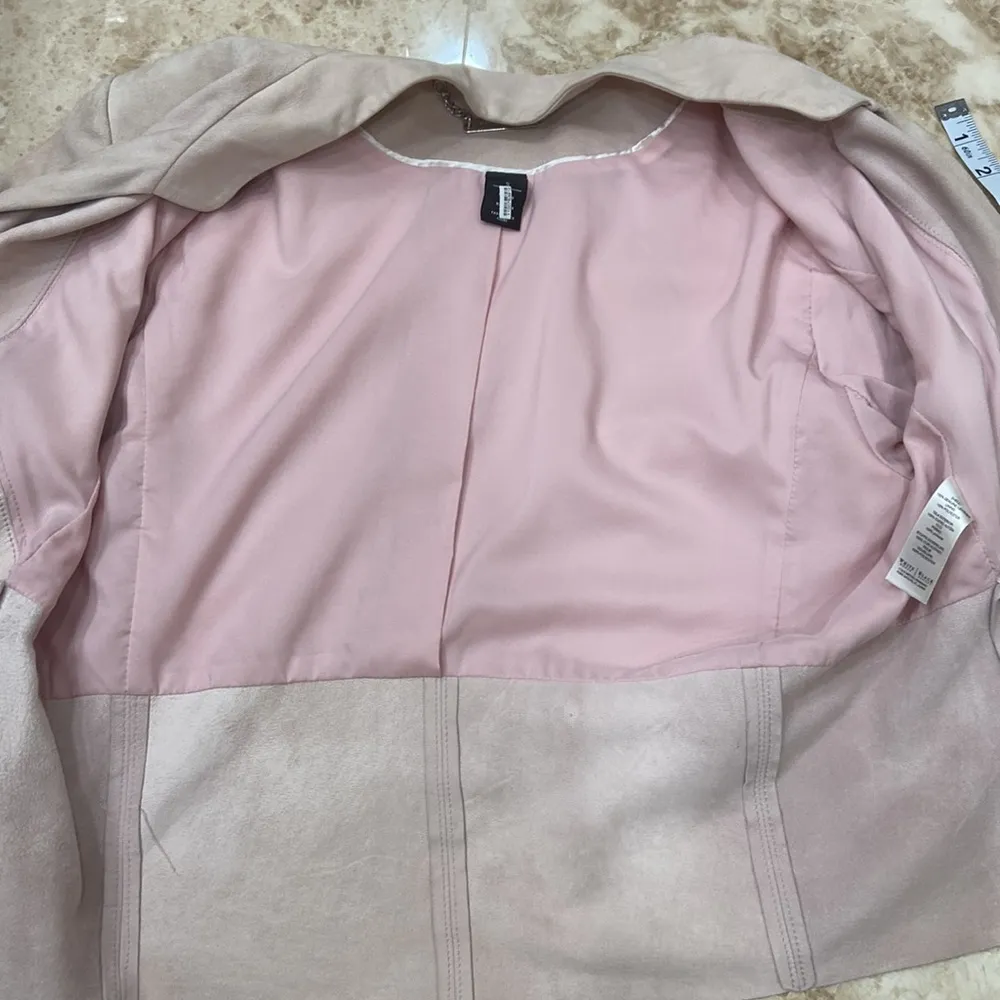 White House Black Market 100% leather suede jacket. Size small. Light pink - Image 10
