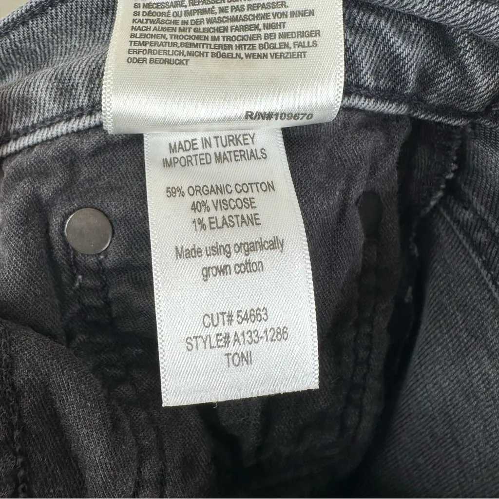 AGOLDE Toni Mid Rise Straight Leg Jeans Womens 28 Washed Black Organic Cotton - Image 6