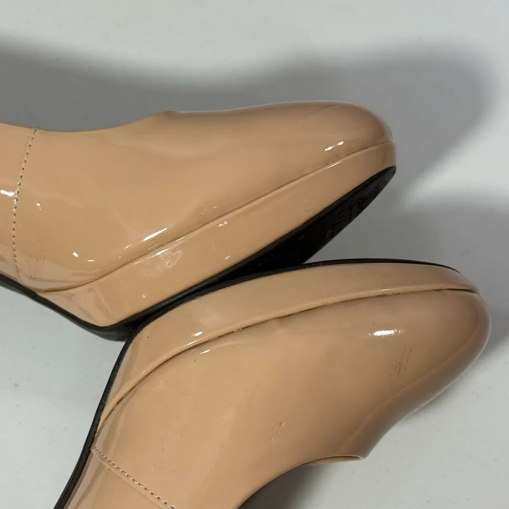 CLARKS Patent Leather Platform Pumps Beige-8W - Image 6