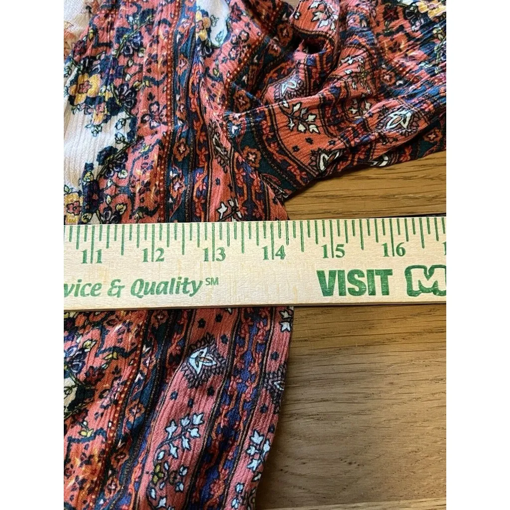 American Eagle Women XXS Paisley Boho Romper Bell Sleeve‎ Preppy Hippie Office - Image 4