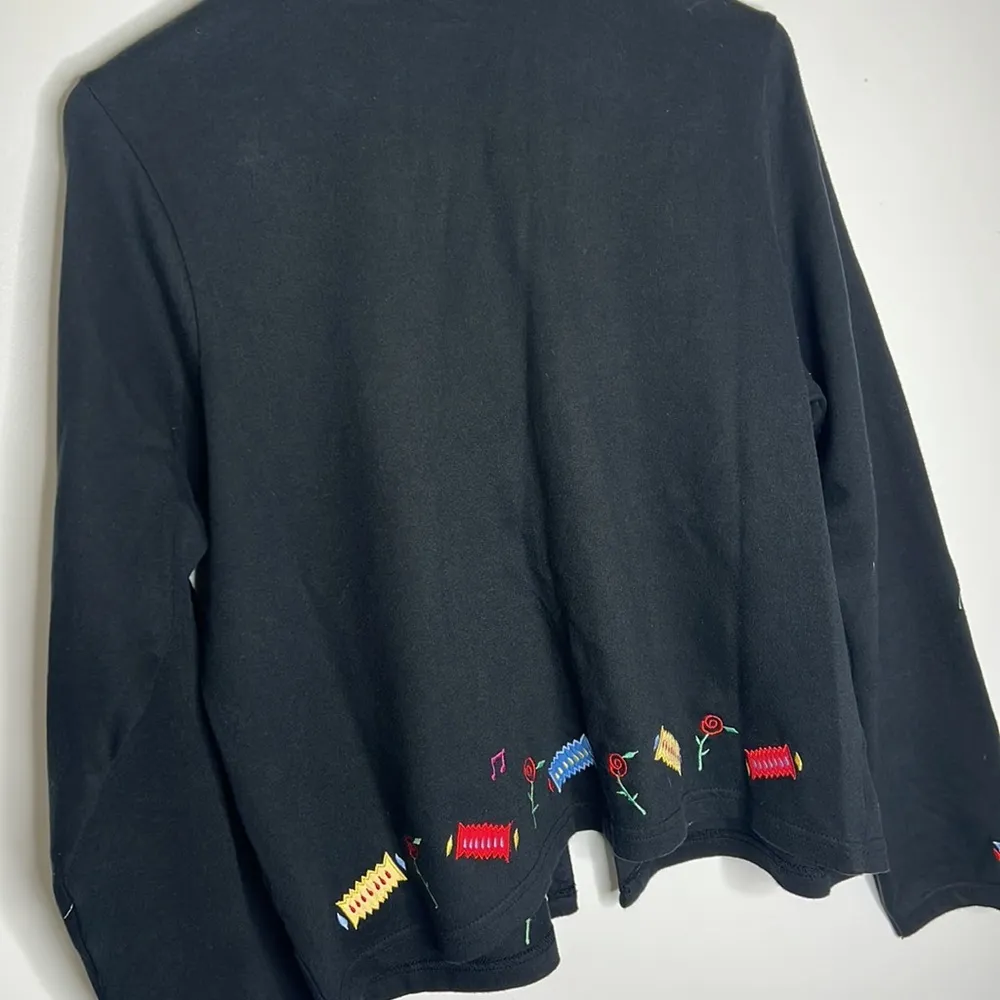 Vintage Michael Simon Colorful Embroidered Salsa Dancing Button Cardigan Size M - Image 6